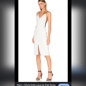 Alice & Olivia Sophie Lace up Side Off White Dress